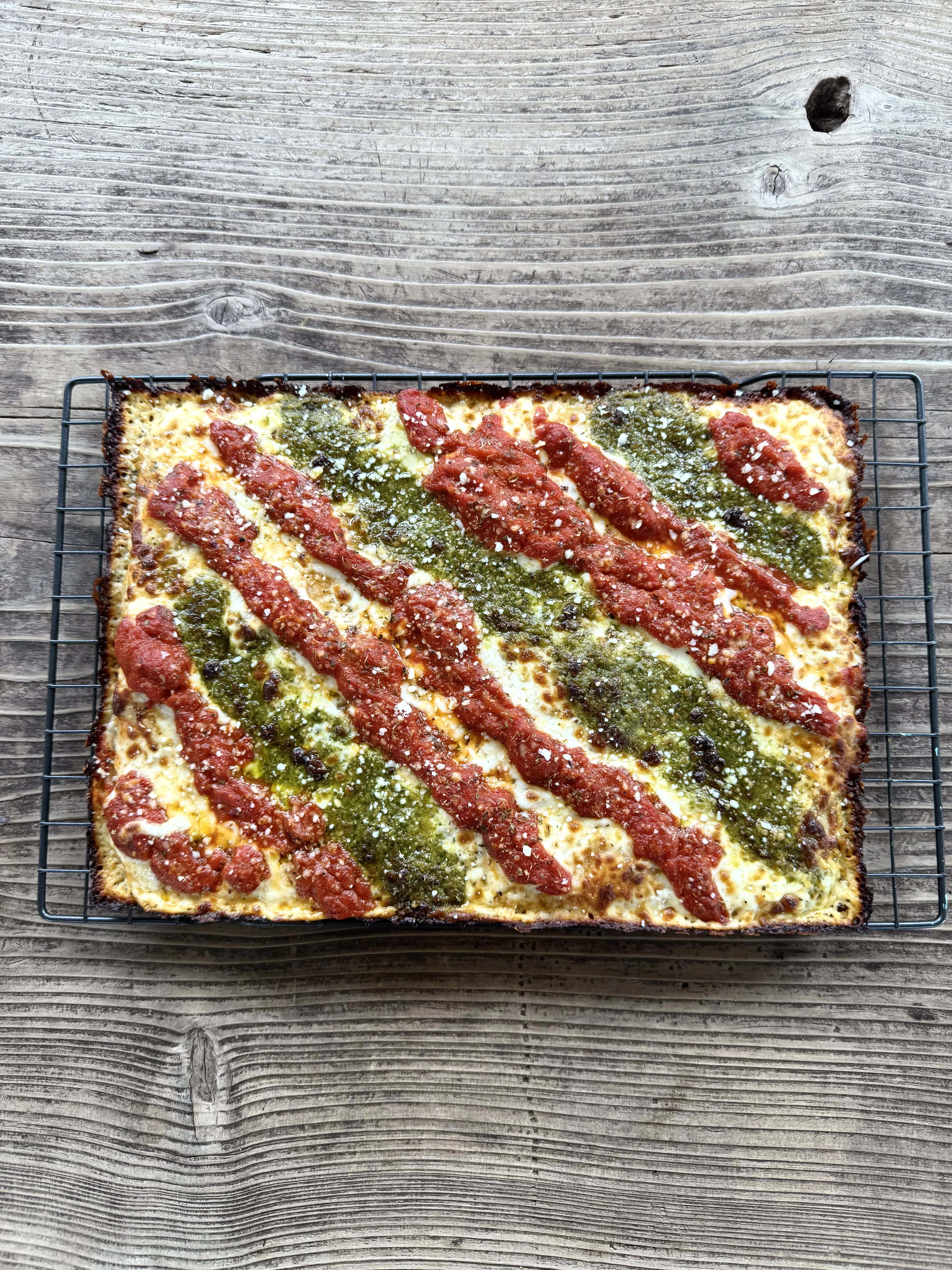 A picture of our Sinful Trinity pizza.