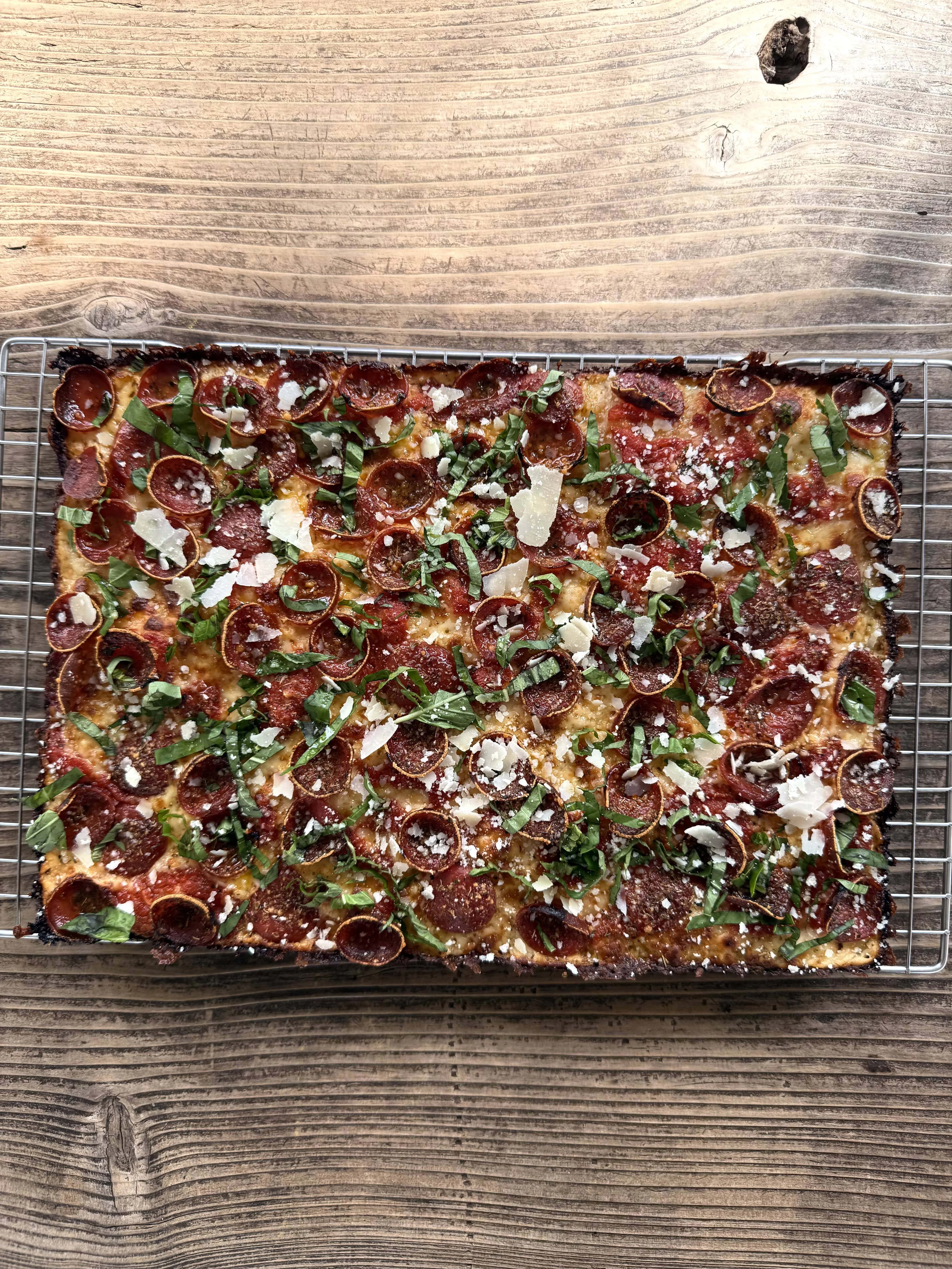 A picture of our signature Pepperoni pizza.